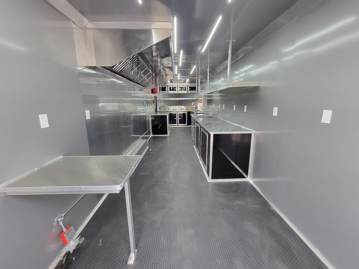 8.5' X 30' Concession Trailer Black With Blackout Food Event Catering