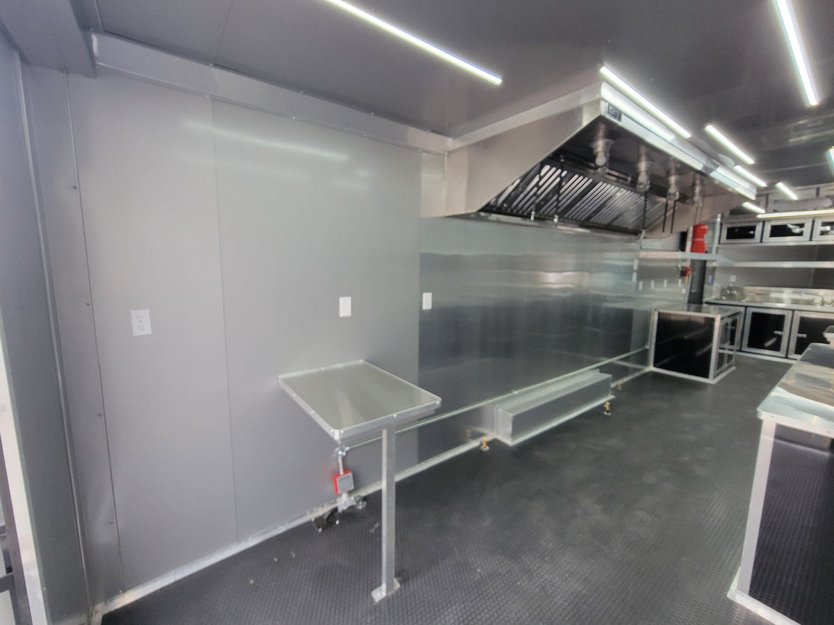 8.5' X 30' Concession Trailer Black With Blackout Food Event Catering