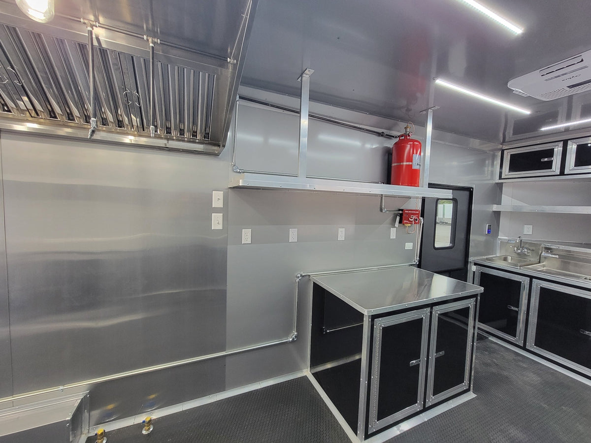 8.5' X 30' Concession Trailer Black With Blackout Food Event Catering