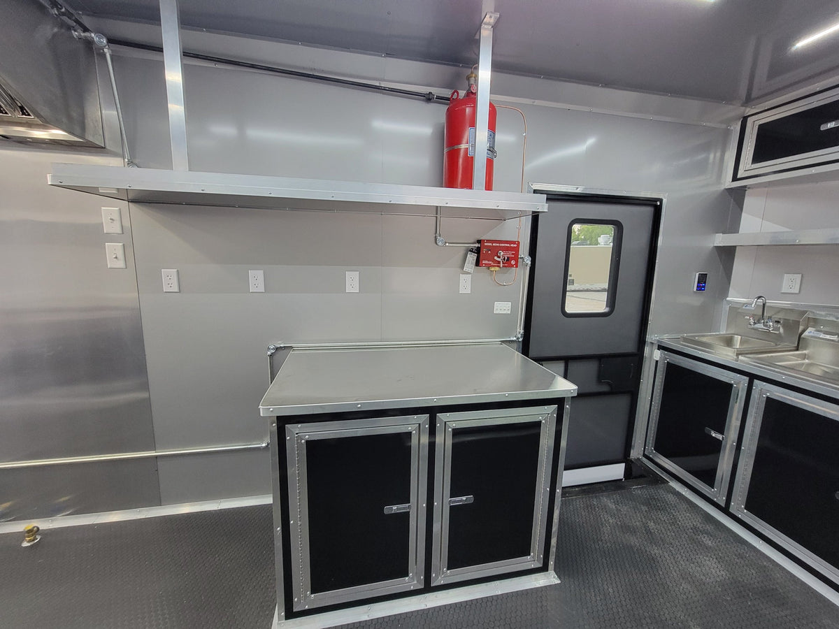8.5' X 30' Concession Trailer Black With Blackout Food Event Catering