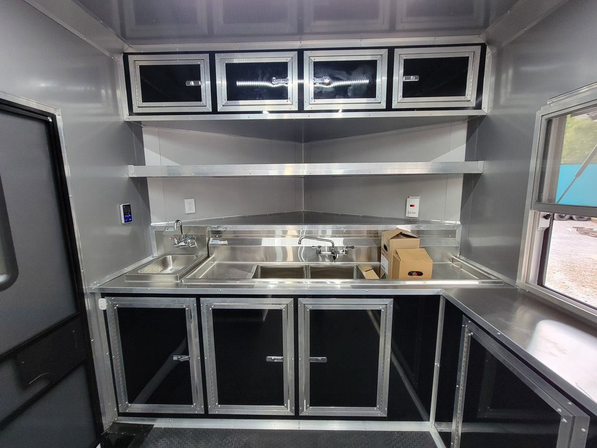 8.5' X 30' Concession Trailer Black With Blackout Food Event Catering