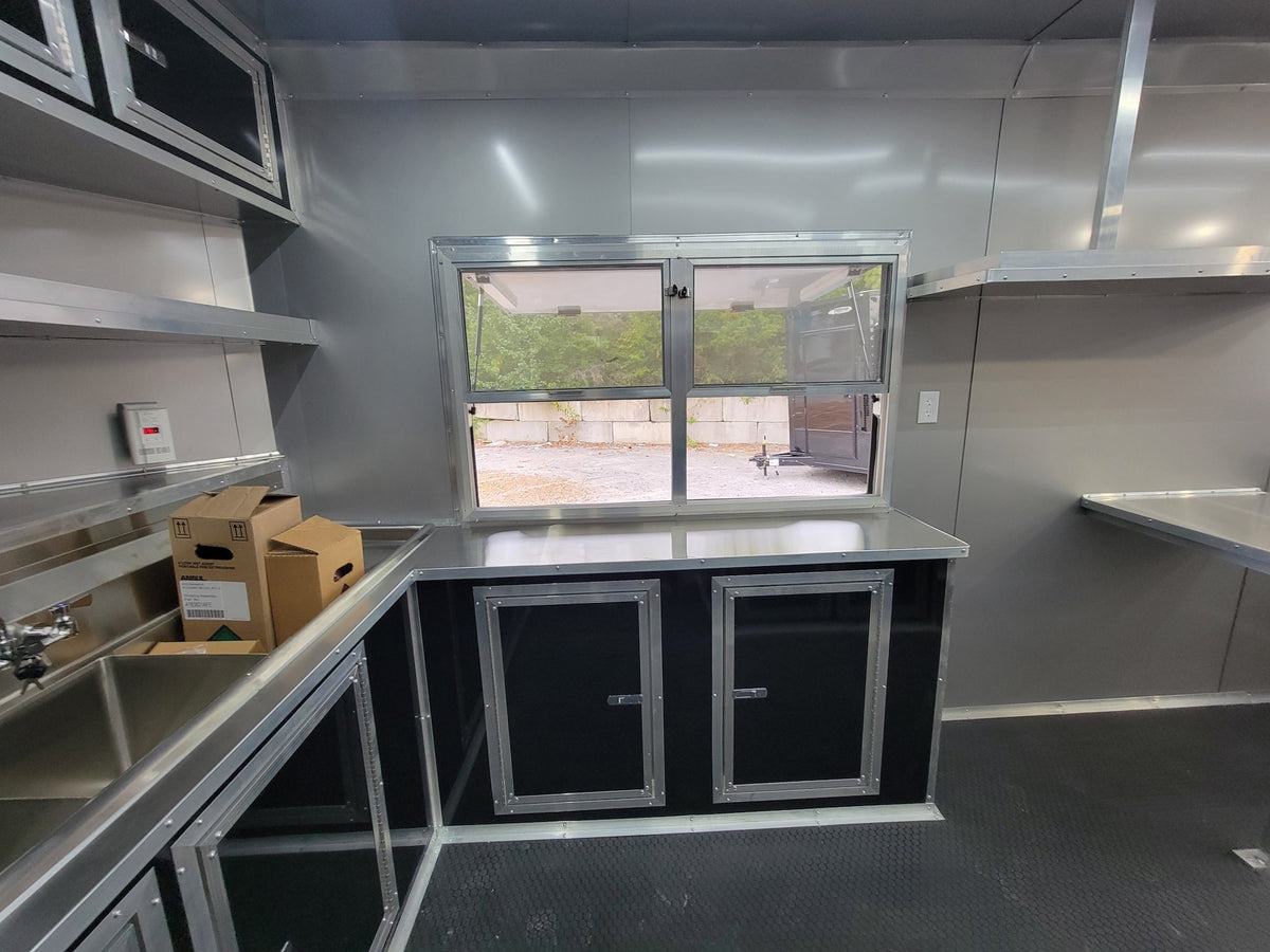 8.5' X 30' Concession Trailer Black With Blackout Food Event Catering