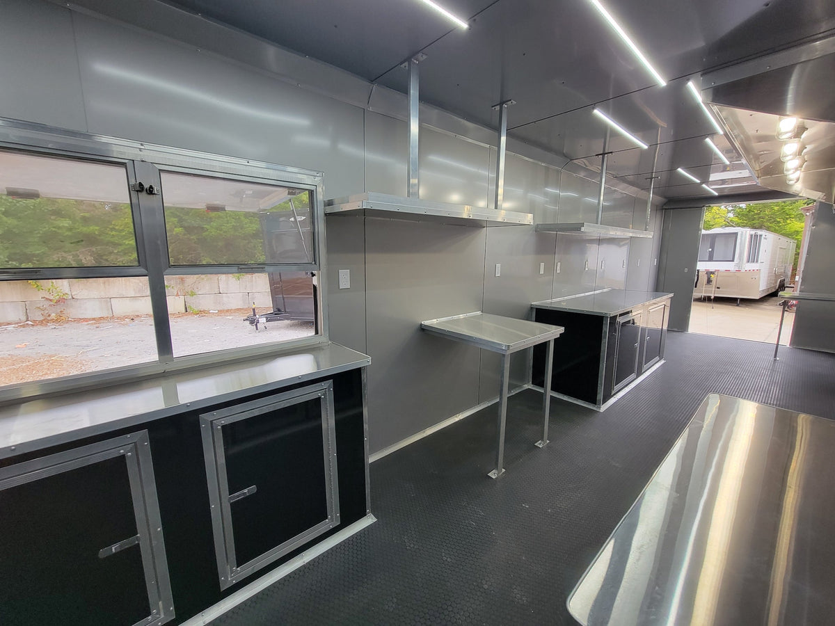 8.5' X 30' Concession Trailer Black With Blackout Food Event Catering