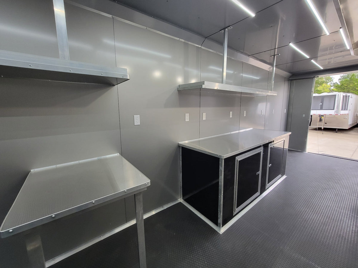 8.5' X 30' Concession Trailer Black With Blackout Food Event Catering