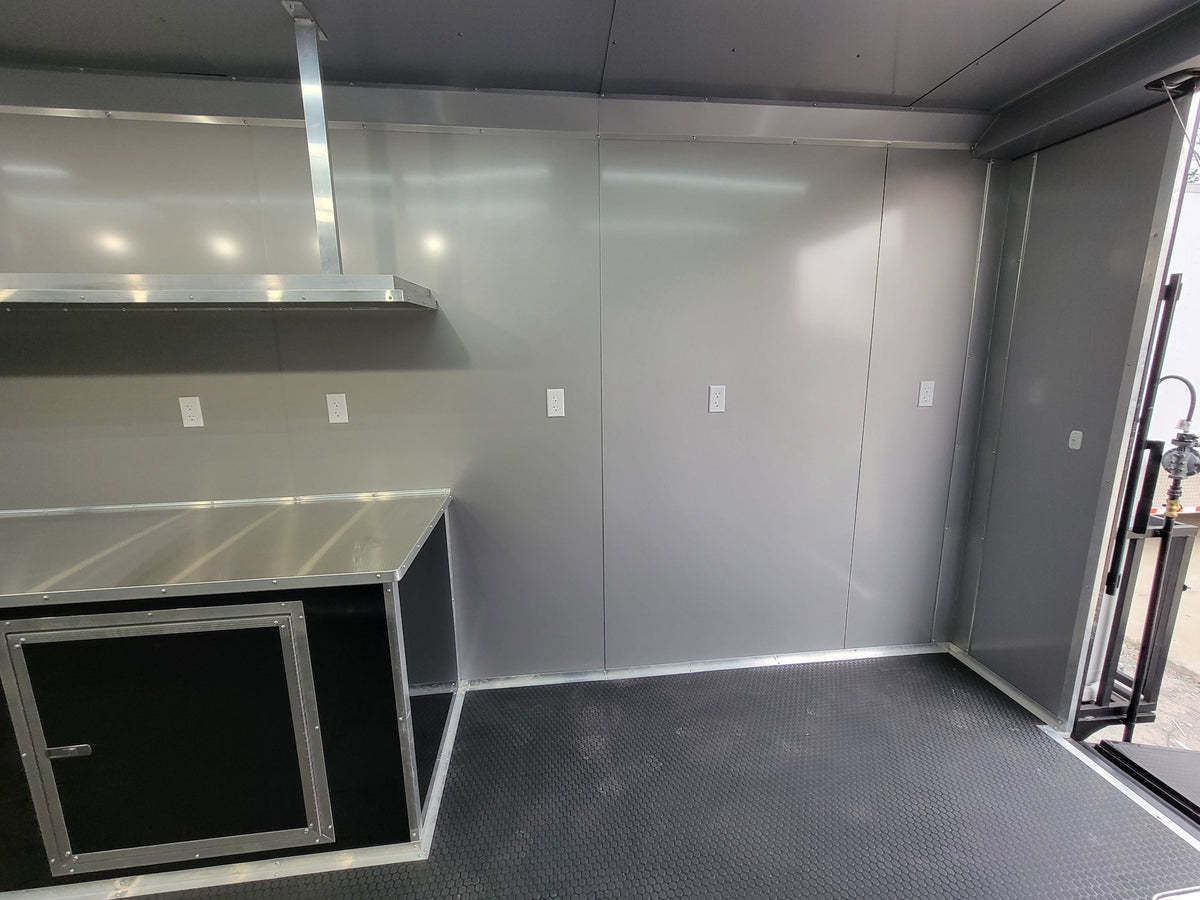 8.5' X 30' Concession Trailer Black With Blackout Food Event Catering