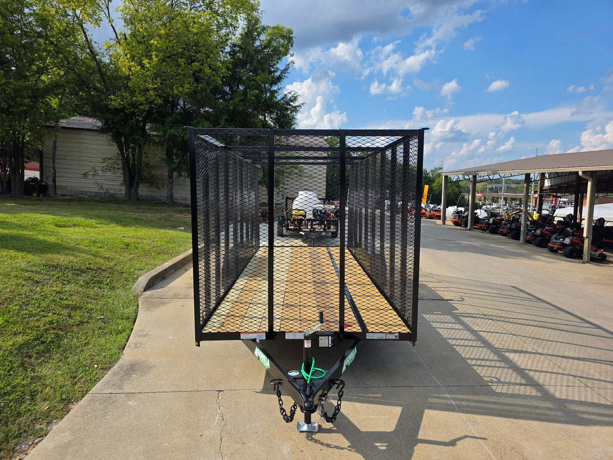 6.4x18 Debris Junk Trash Removal Leaf Trailer 6ft Mesh Sides (2) 3500lb Axles Tube Railing
