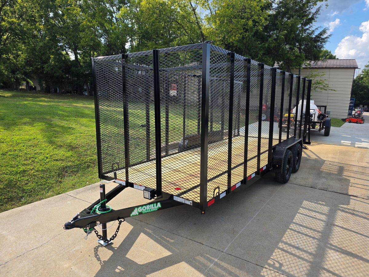 6.4x18 Debris Junk Trash Removal Leaf Trailer 6ft Mesh Sides (2) 3500lb Axles Tube Railing