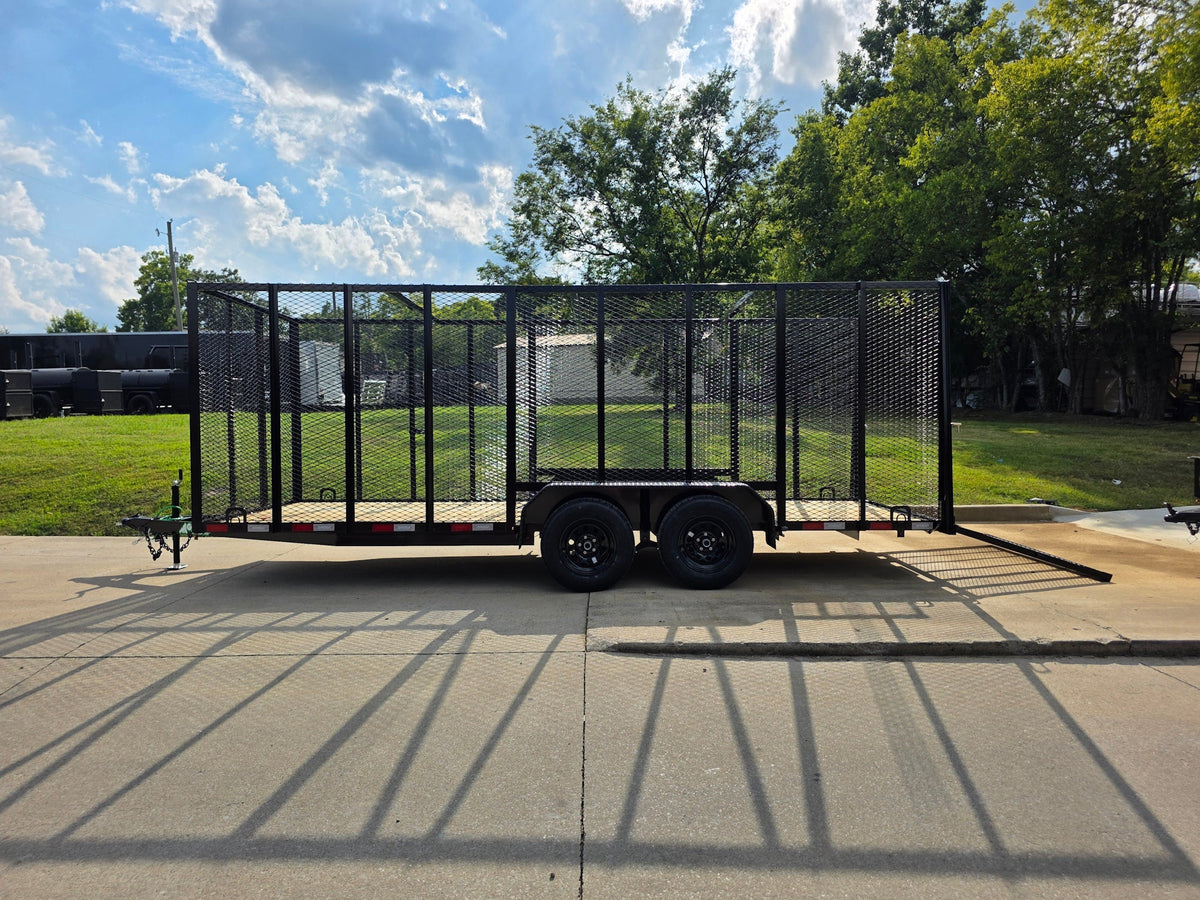 6.4x18 Debris Junk Trash Removal Leaf Trailer 6ft Mesh Sides (2) 3500lb Axles Tube Railing