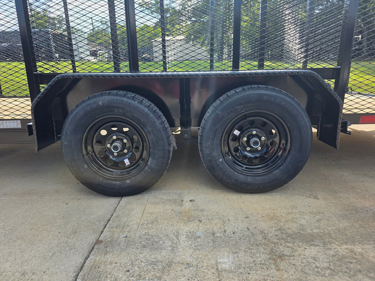 6.4x18 Debris Junk Trash Removal Leaf Trailer 6ft Mesh Sides (2) 3500lb Axles Tube Railing