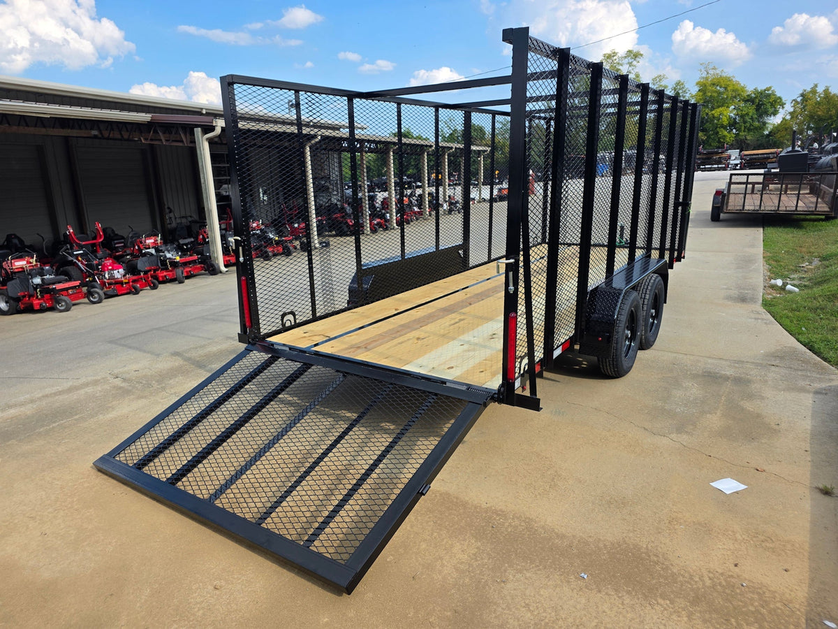 6.4x18 Debris Junk Trash Removal Leaf Trailer 6ft Mesh Sides (2) 3500lb Axles Tube Railing