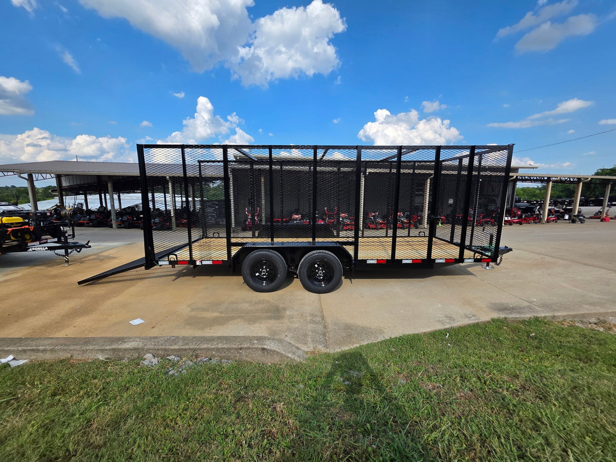 6.4x18 Debris Junk Trash Removal Leaf Trailer 6ft Mesh Sides (2) 3500lb Axles Tube Railing
