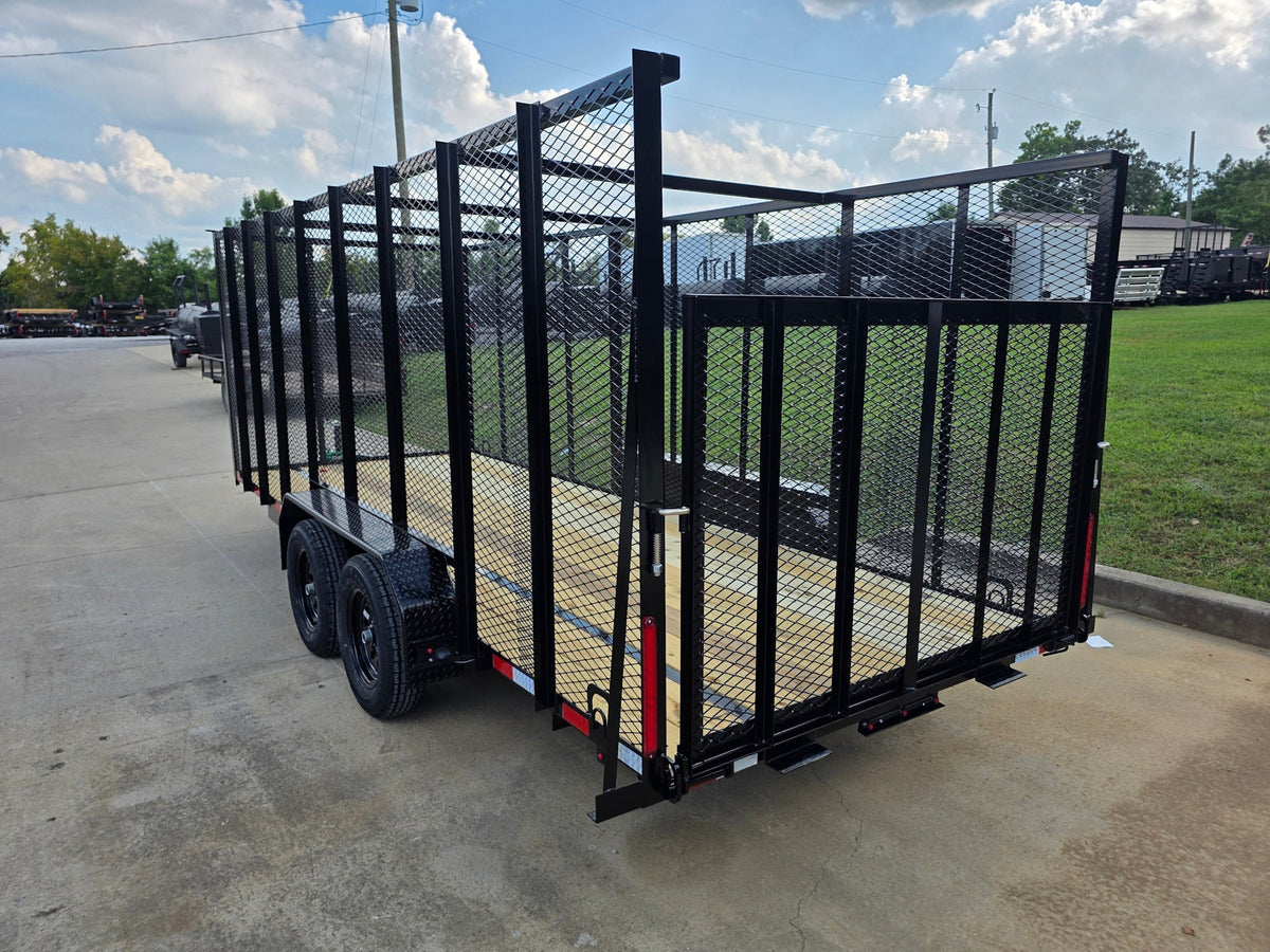 6.4x18 Debris Junk Trash Removal Leaf Trailer 6ft Mesh Sides (2) 3500lb Axles Tube Railing