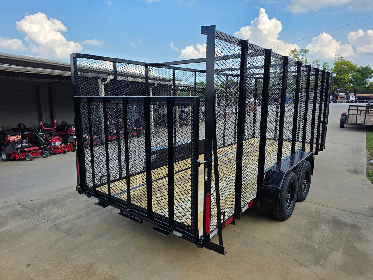 6.4x18 Debris Junk Trash Removal Leaf Trailer 6ft Mesh Sides (2) 3500lb Axles Tube Railing