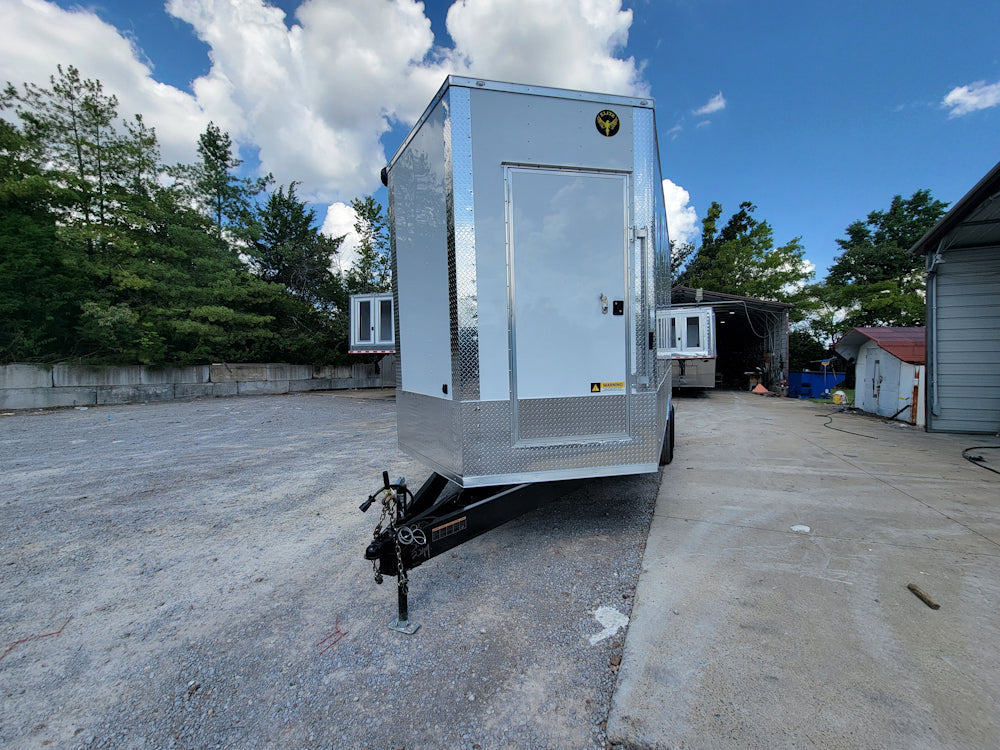 8.5' X 18' Custom White Stage and Event Trailer (2) 7,000 lb Axles