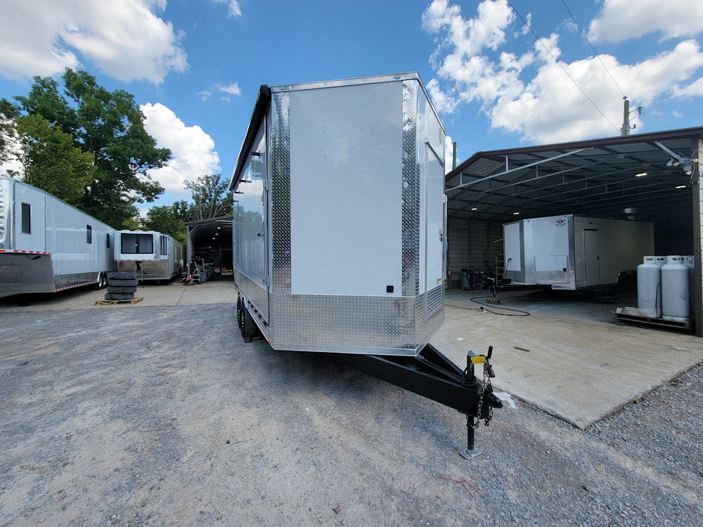 8.5' X 18' Custom White Stage and Event Trailer (2) 7,000 lb Axles