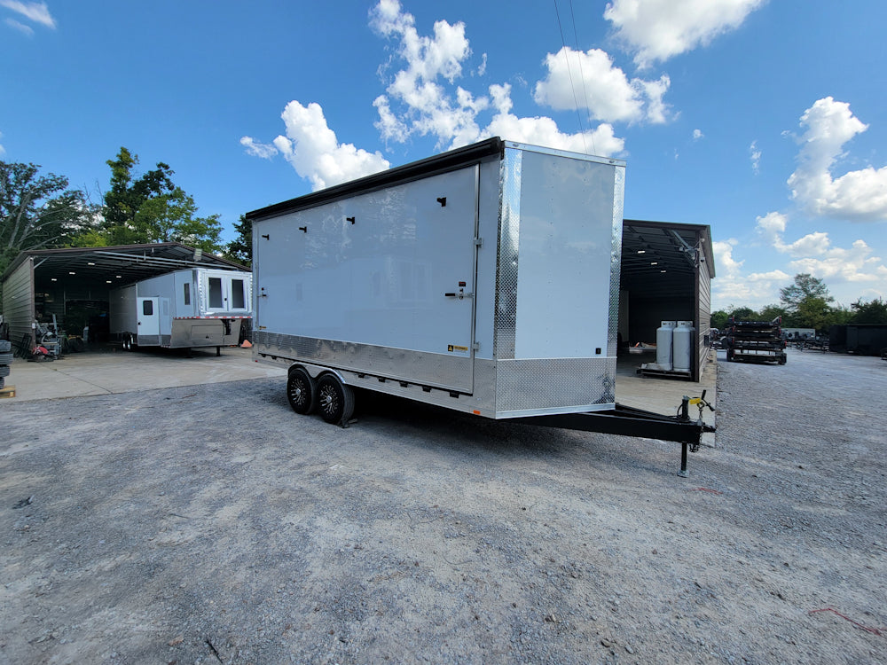 8.5' X 18' Custom White Stage and Event Trailer (2) 7,000 lb Axles