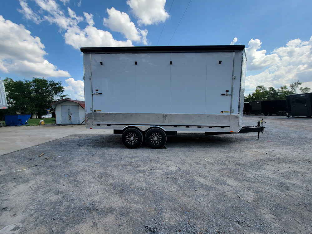 8.5' X 18' Custom White Stage and Event Trailer (2) 7,000 lb Axles