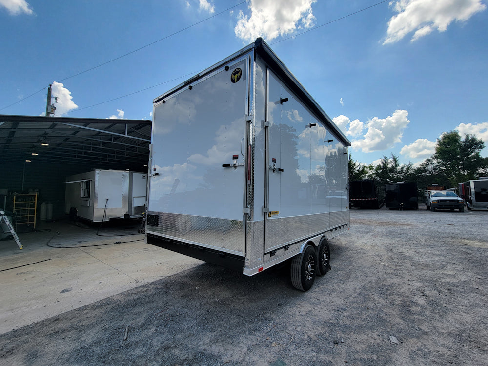 8.5' X 18' Custom White Stage and Event Trailer (2) 7,000 lb Axles