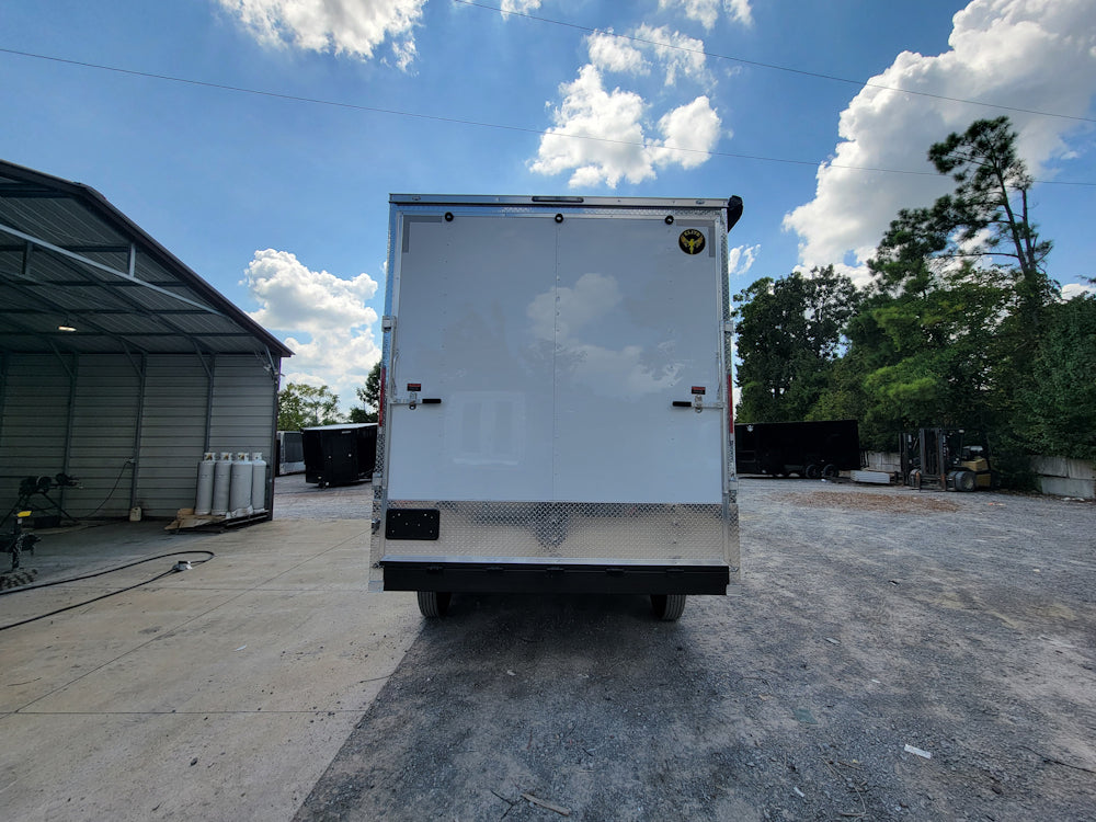 8.5' X 18' Custom White Stage and Event Trailer (2) 7,000 lb Axles