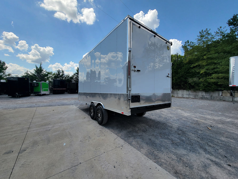 8.5' X 18' Custom White Stage and Event Trailer (2) 7,000 lb Axles