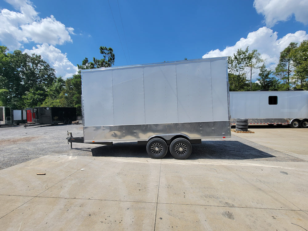 8.5' X 18' Custom White Stage and Event Trailer (2) 7,000 lb Axles