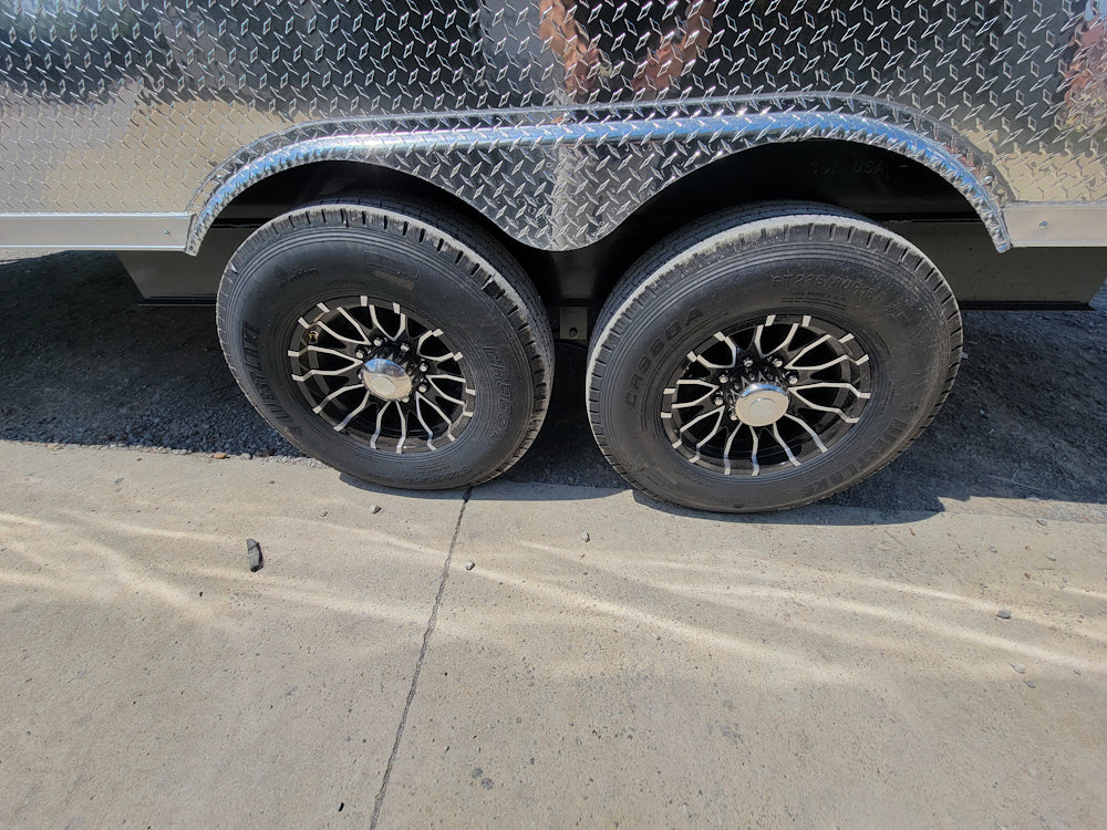 8.5' X 18' Custom White Stage and Event Trailer (2) 7,000 lb Axles