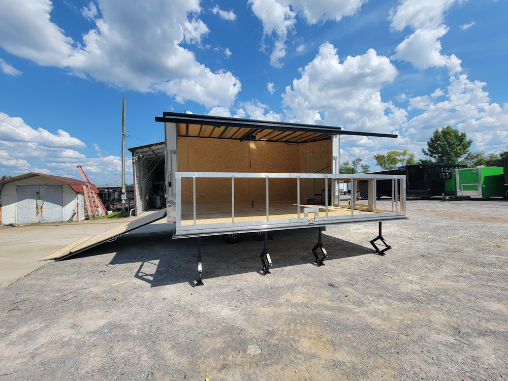8.5' X 18' Custom White Stage and Event Trailer (2) 7,000 lb Axles