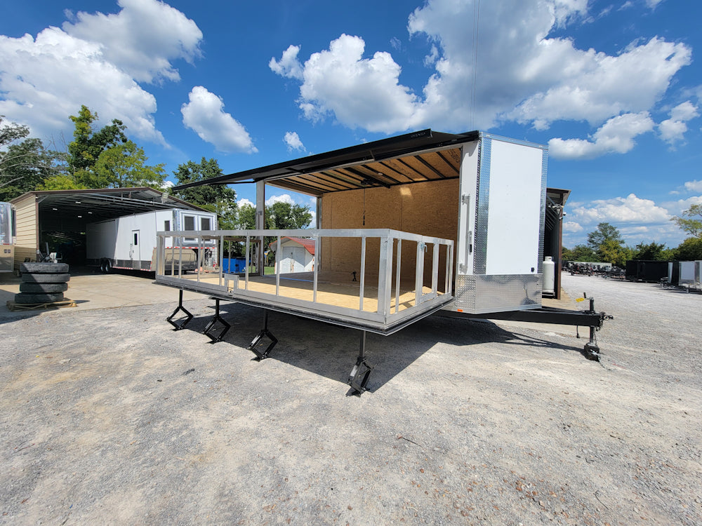 8.5' X 18' Custom White Stage and Event Trailer (2) 7,000 lb Axles