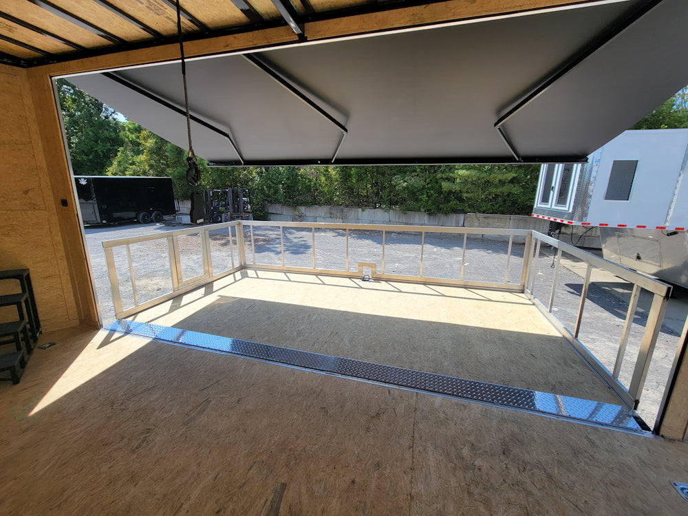 8.5' X 18' Custom White Stage and Event Trailer (2) 7,000 lb Axles