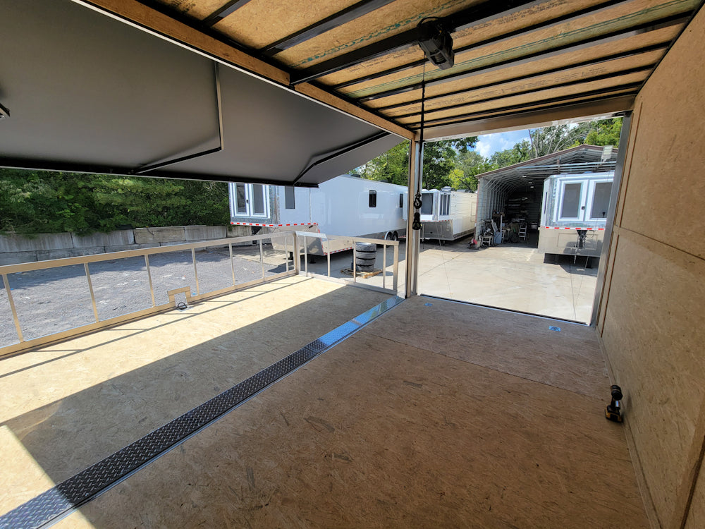 8.5' X 18' Custom White Stage and Event Trailer (2) 7,000 lb Axles