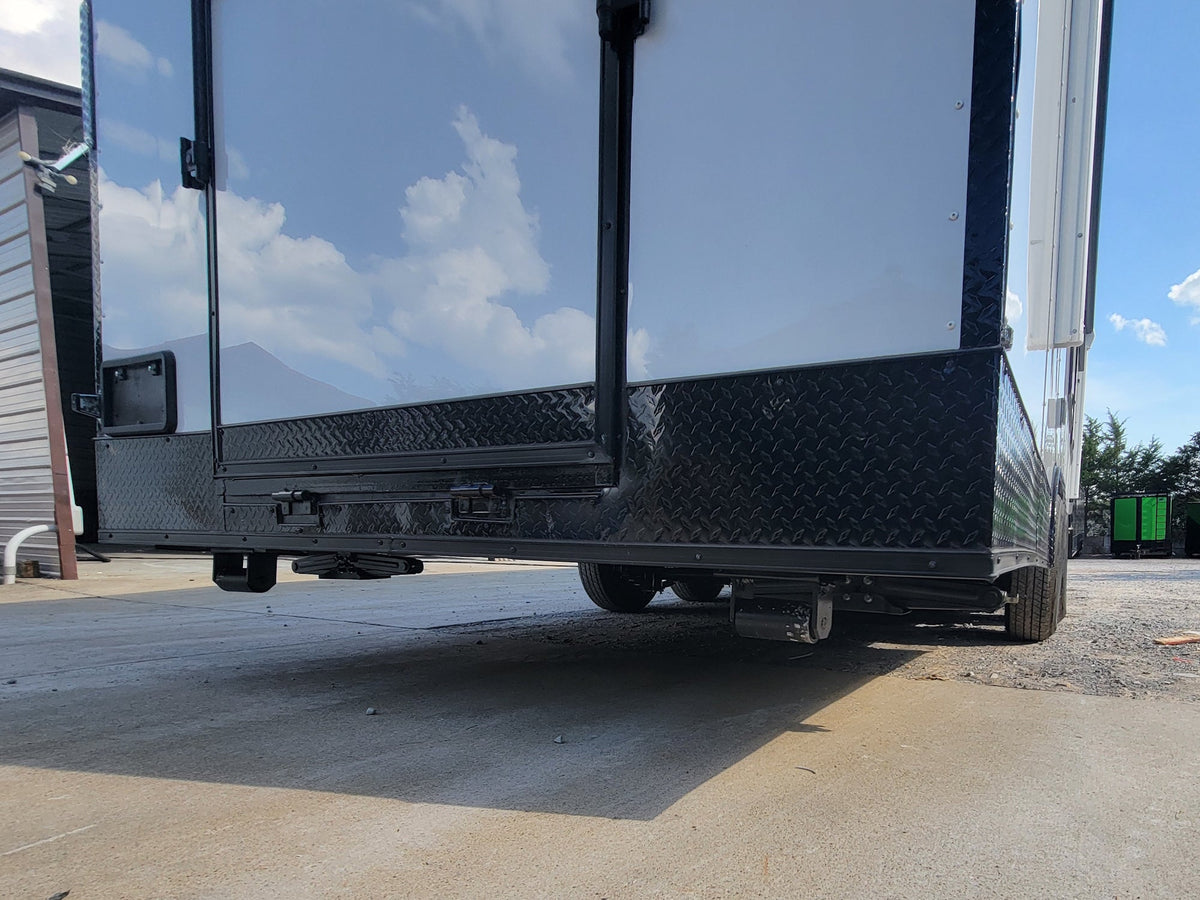 8.5' X 24' White W/ Black Out Trim Custom Concession Trailer Office and Ticket Booth