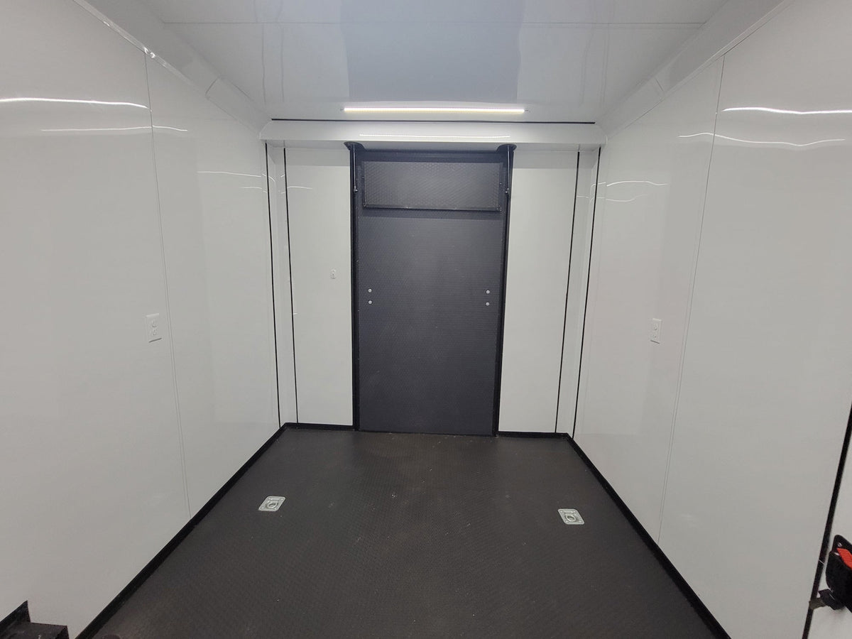 8.5' X 24' White W/ Black Out Trim Custom Concession Trailer Office and Ticket Booth