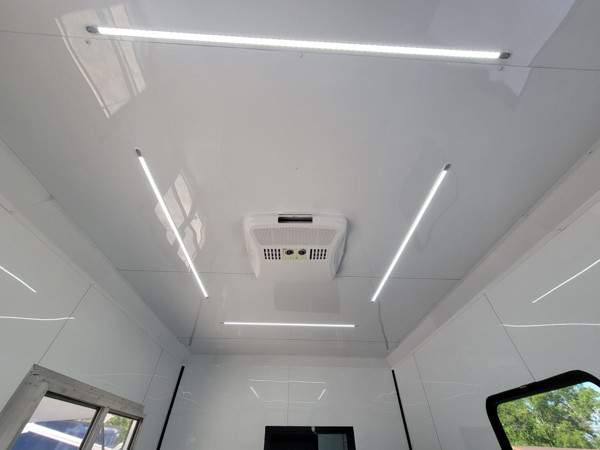 8.5' X 24' White W/ Black Out Trim Custom Concession Trailer Office and Ticket Booth