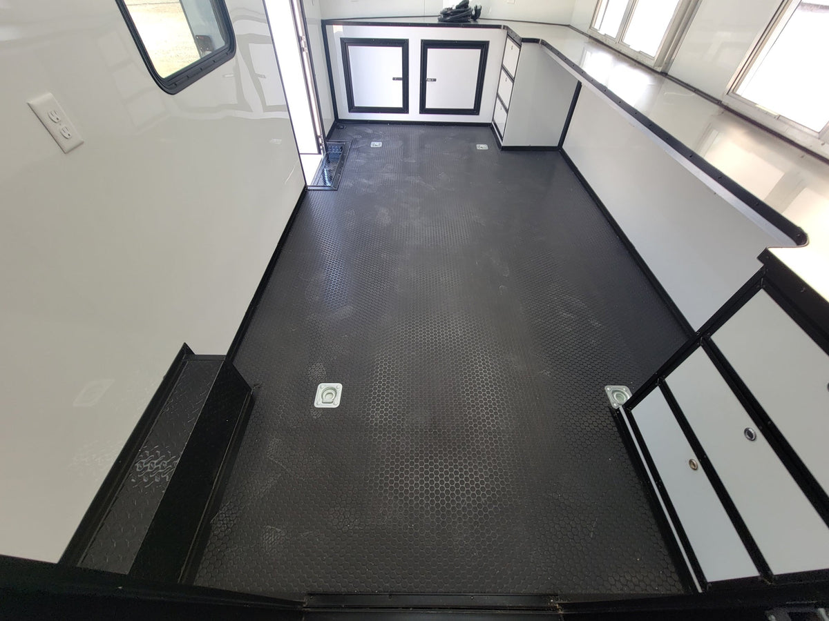 8.5' X 24' White W/ Black Out Trim Custom Concession Trailer Office and Ticket Booth