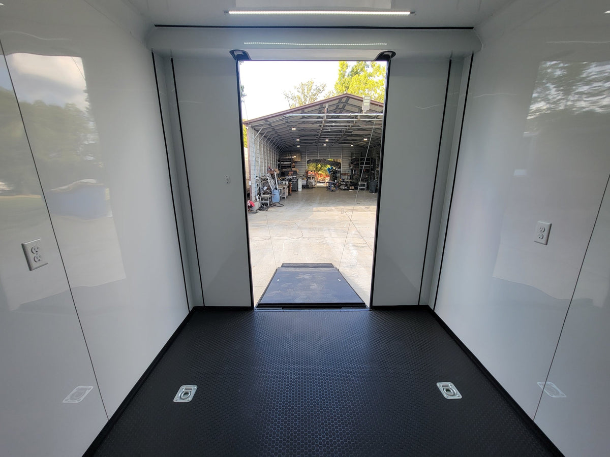8.5' X 24' White W/ Black Out Trim Custom Concession Trailer Office and Ticket Booth