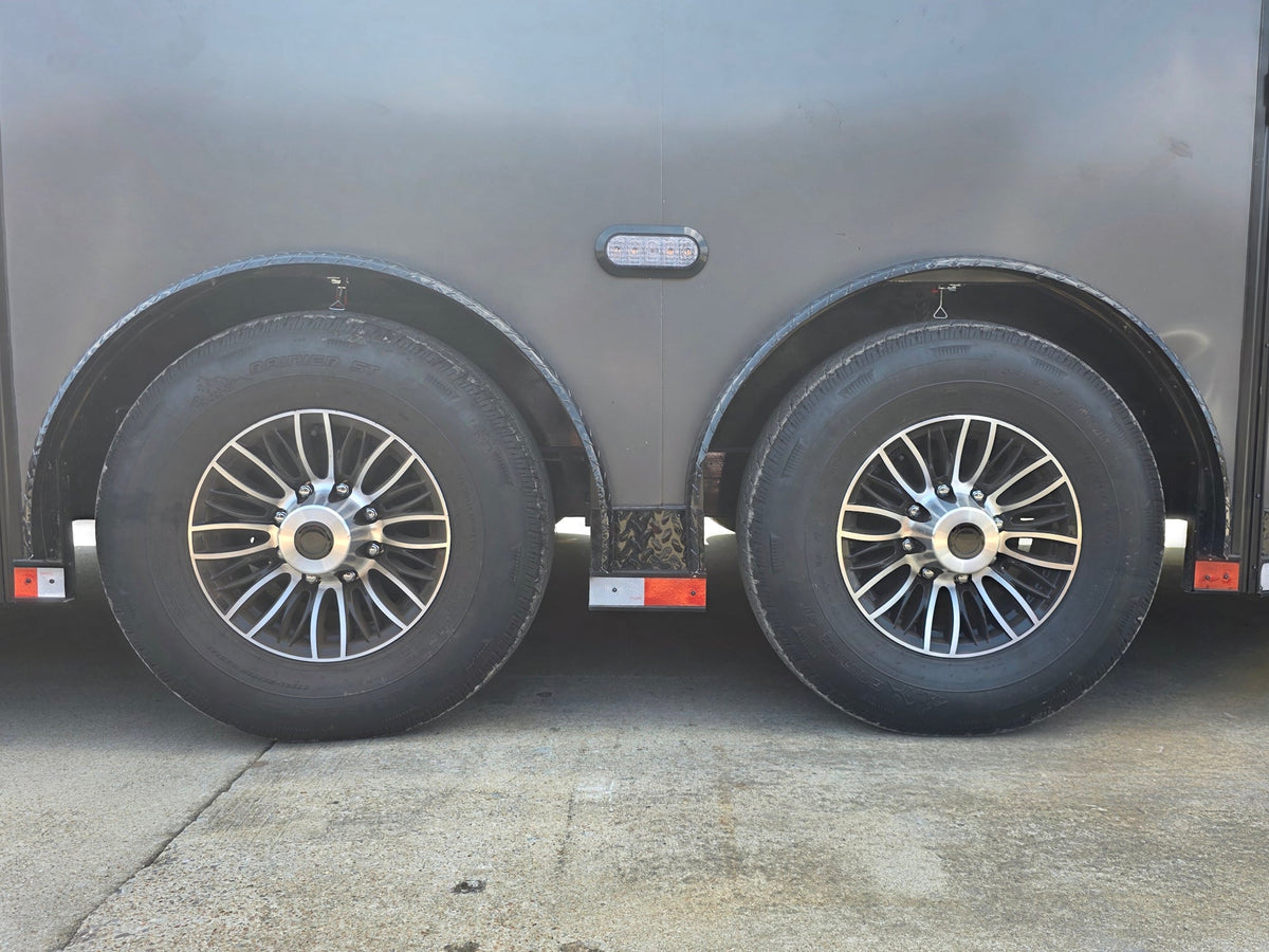 8.5x28  Grey Enclosed Trailer For Race, Show Car Fully Loaded (2) 7,000LB Axle 14K GVWR