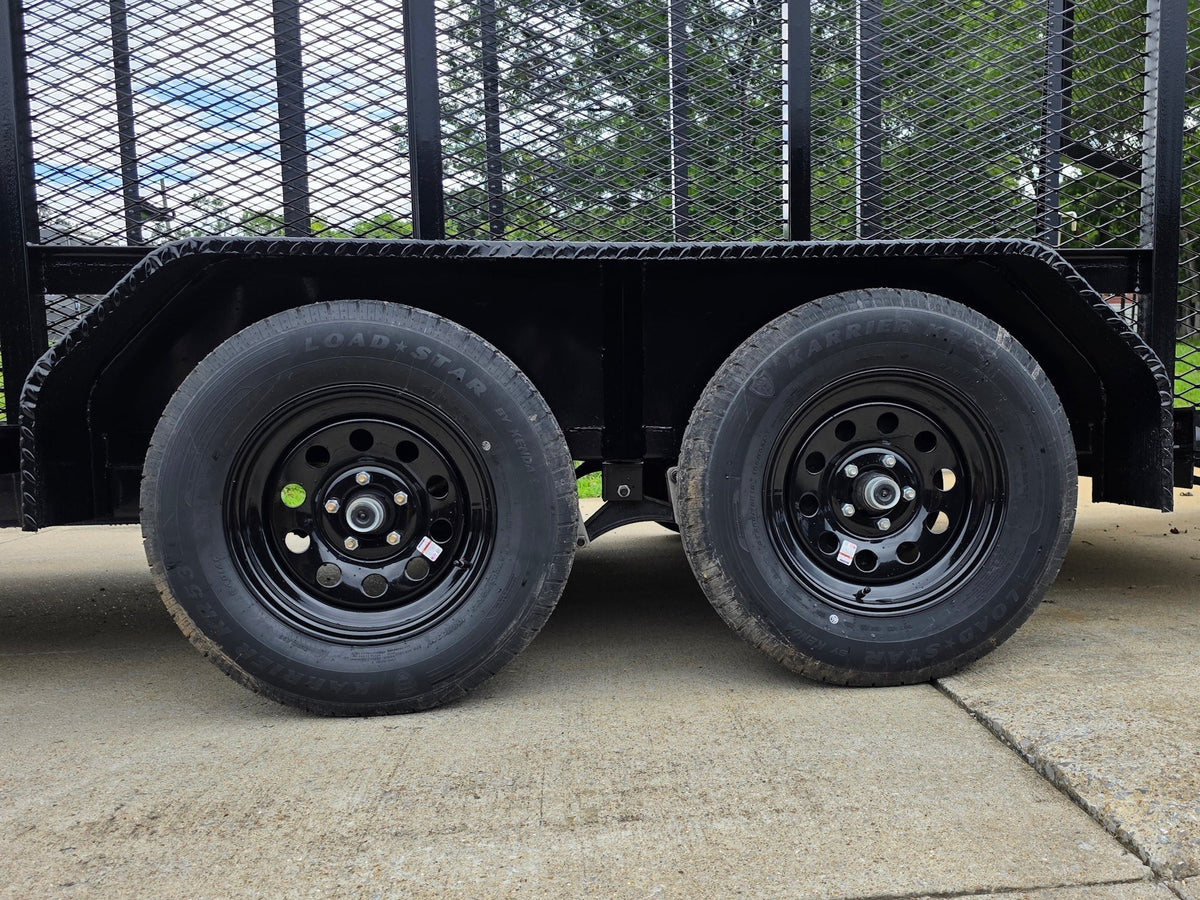 6.4x14 Straight Deck Utility Trailer 6ft Mesh Sides with (2) 3,500lb Axles-Without Roof