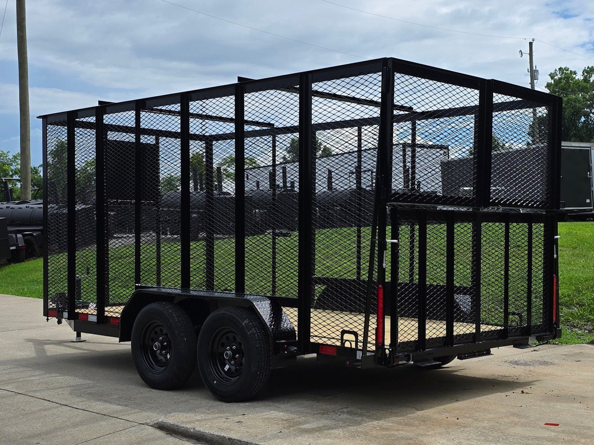 6.4x14 Straight Deck Utility Trailer 6ft Mesh Sides with (2) 3,500lb Axles-Without Roof