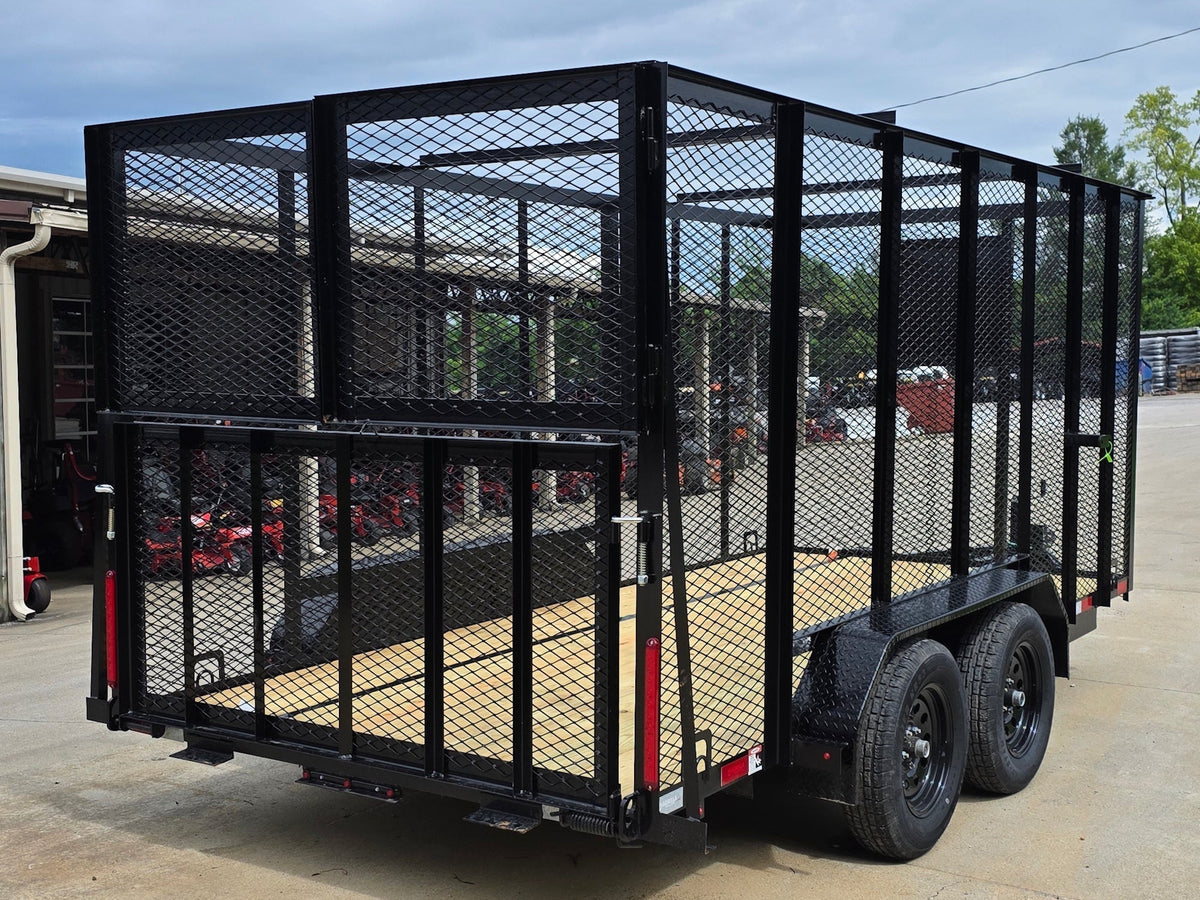 6.4x14 Straight Deck Utility Trailer 6ft Mesh Sides with (2) 3,500lb Axles-Without Roof