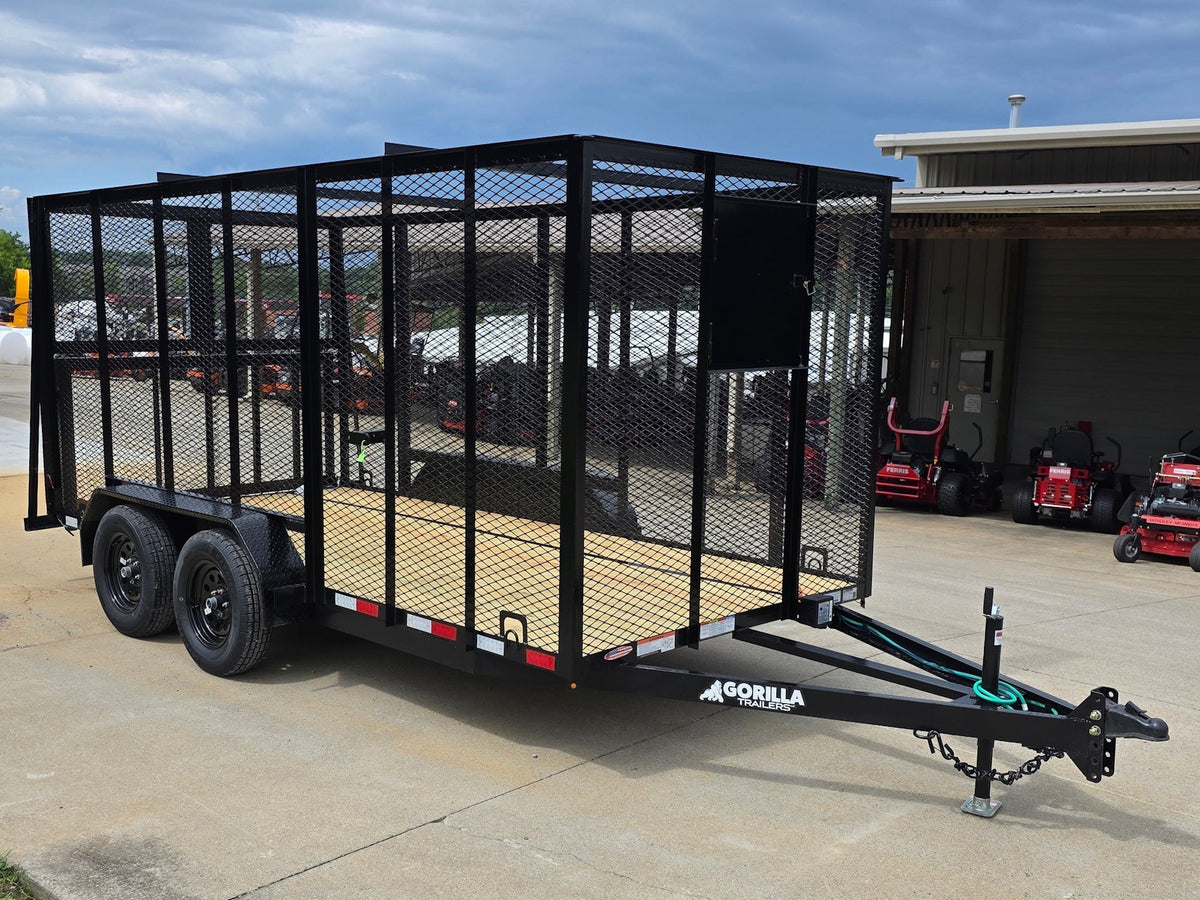 6.4x14 Straight Deck Utility Trailer 6ft Mesh Sides with (2) 3,500lb Axles-Without Roof