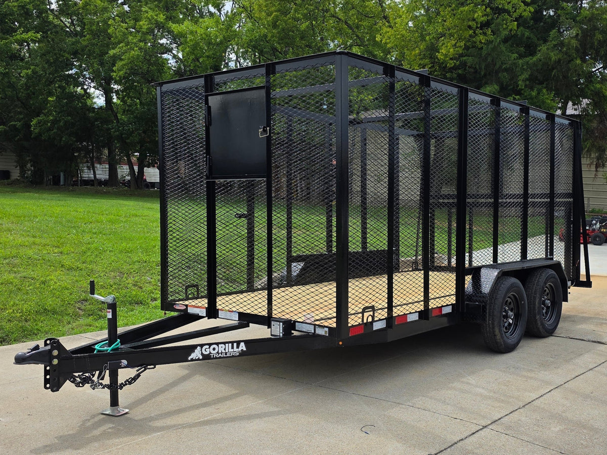 6.4x14 Straight Deck Utility Trailer 6ft Mesh Sides with (2) 3,500lb Axles-Without Roof