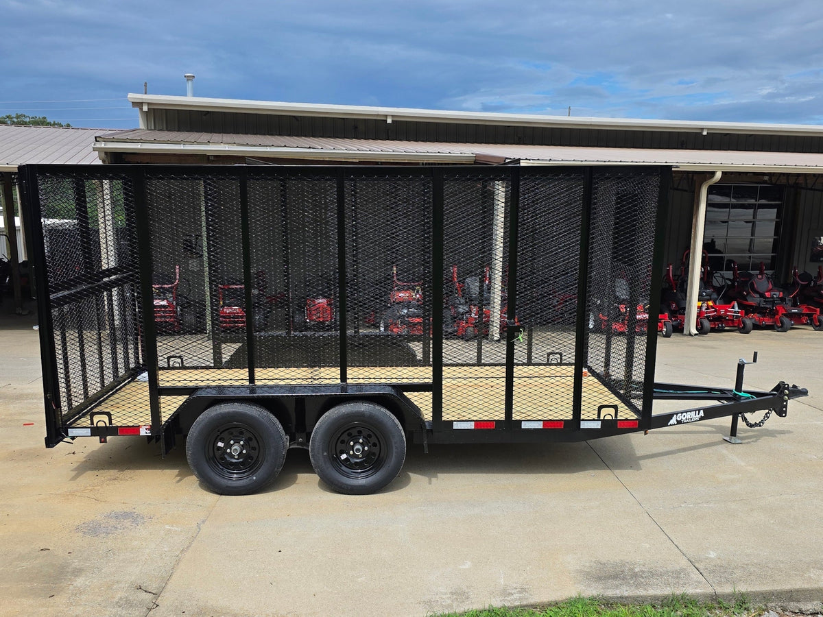 6.4x14 Straight Deck Utility Trailer 6ft Mesh Sides with (2) 3,500lb Axles-Without Roof
