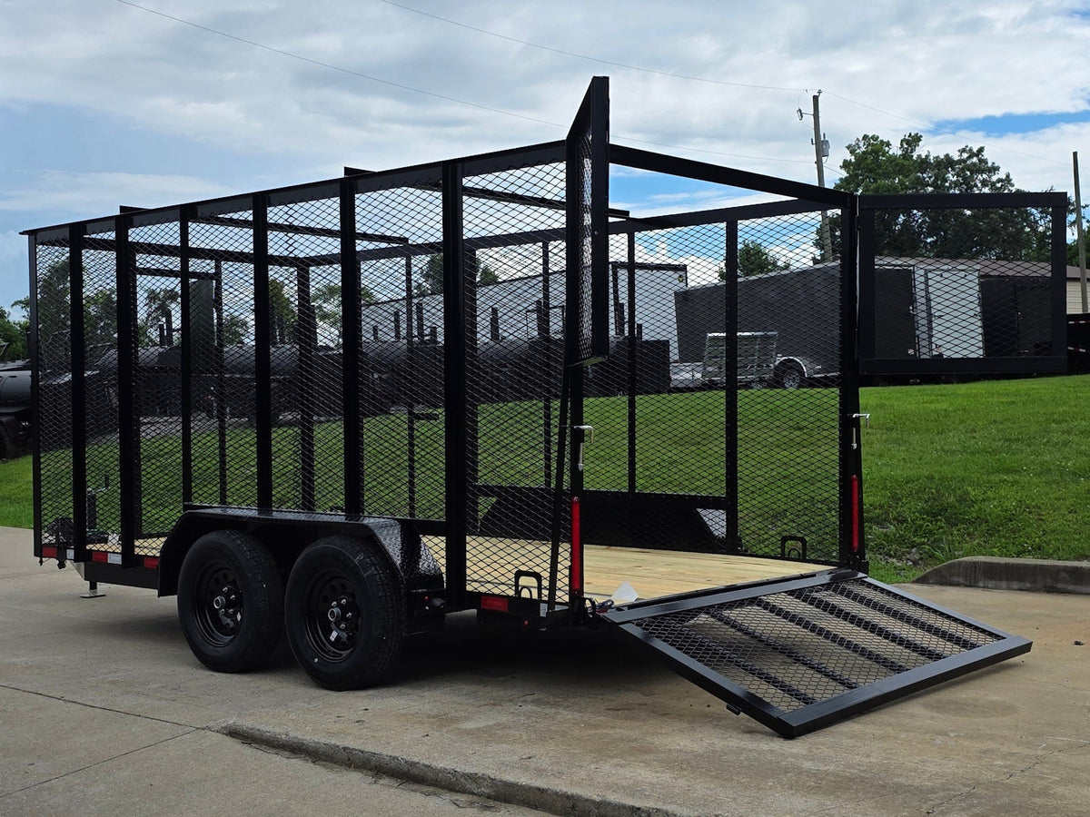 6.4x14 Straight Deck Utility Trailer 6ft Mesh Sides with (2) 3,500lb Axles-Without Roof