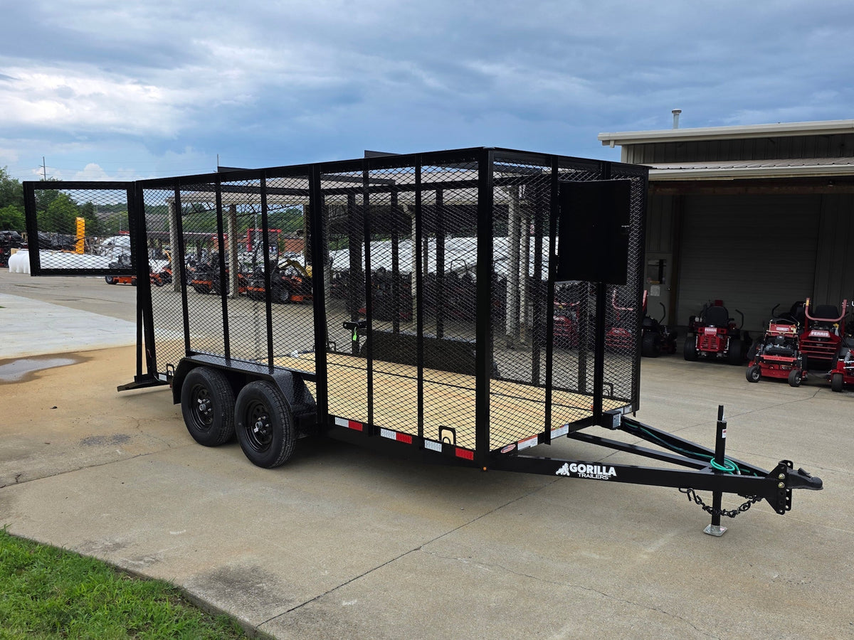 6.4x14 Straight Deck Utility Trailer 6ft Mesh Sides with (2) 3,500lb Axles-Without Roof