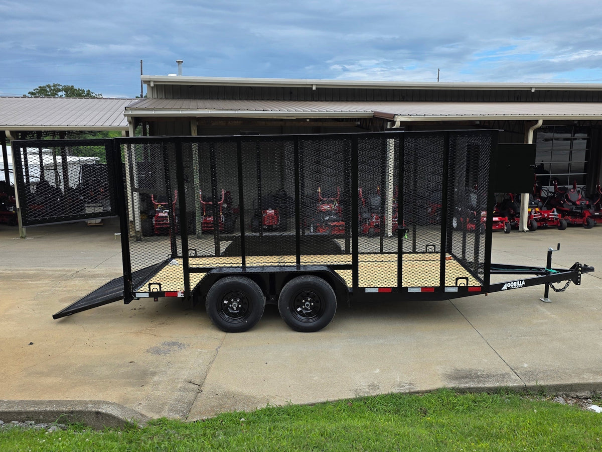 6.4x14 Straight Deck Utility Trailer 6ft Mesh Sides with (2) 3,500lb Axles-Without Roof