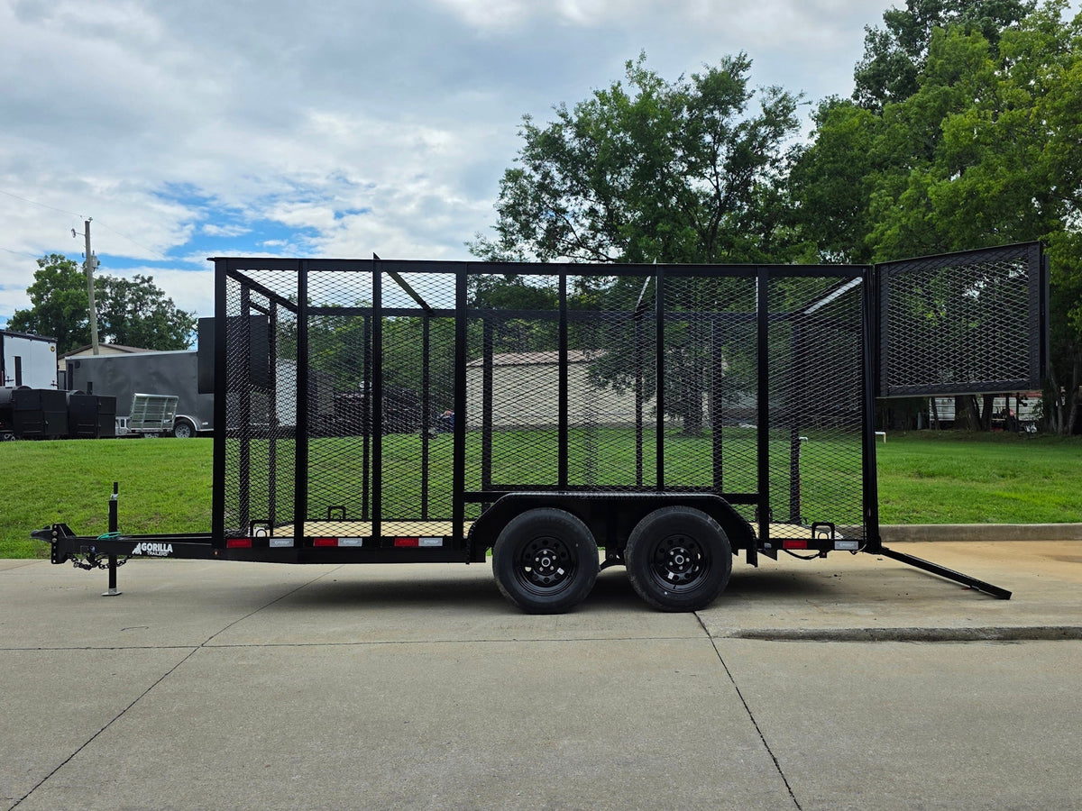 6.4x14 Straight Deck Utility Trailer 6ft Mesh Sides with (2) 3,500lb Axles-Without Roof