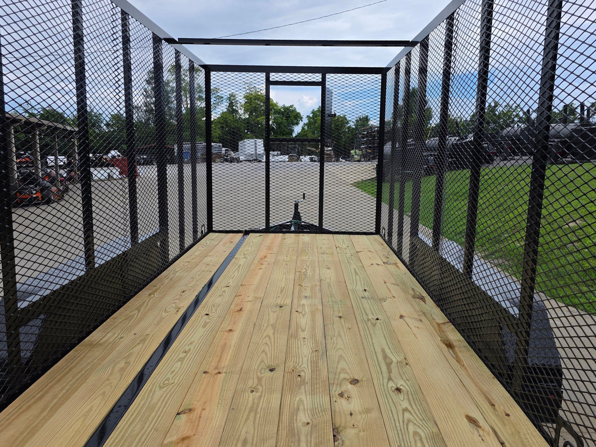 6.4x14 Straight Deck Utility Trailer 6ft Mesh Sides with (2) 3,500lb Axles-Without Roof