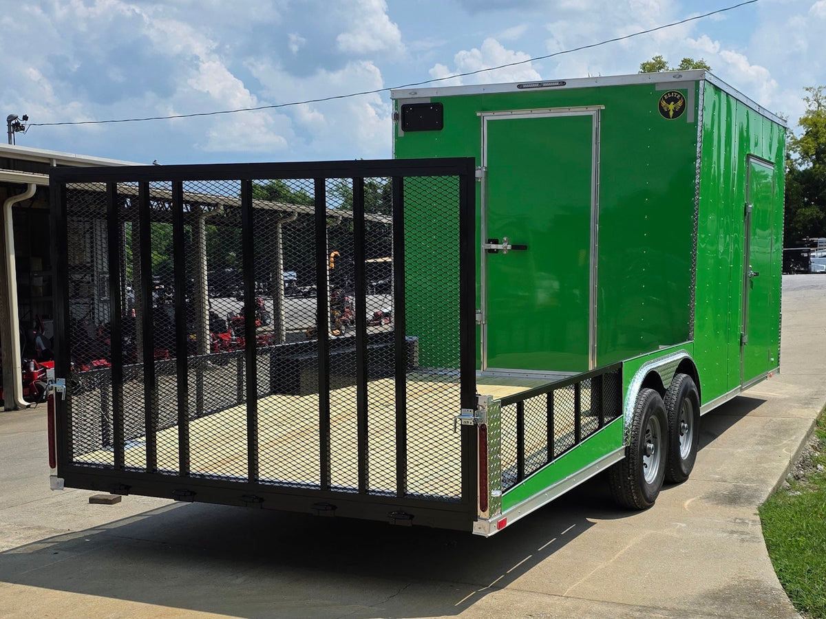 8.5x24 Lime Green Enclosed Hybrid (2) 7,000lb axles