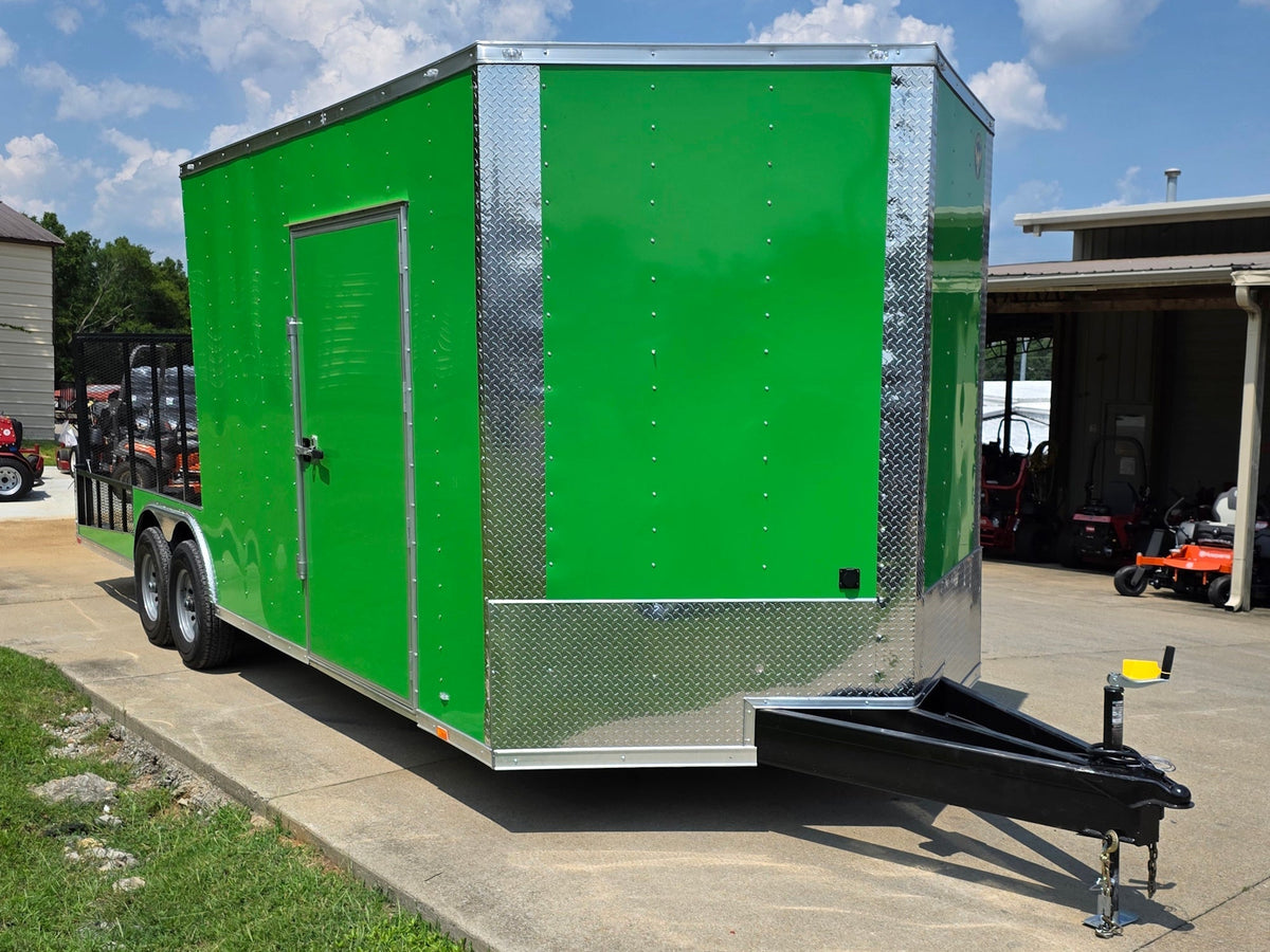 8.5x24 Lime Green Enclosed Hybrid (2) 7,000lb axles