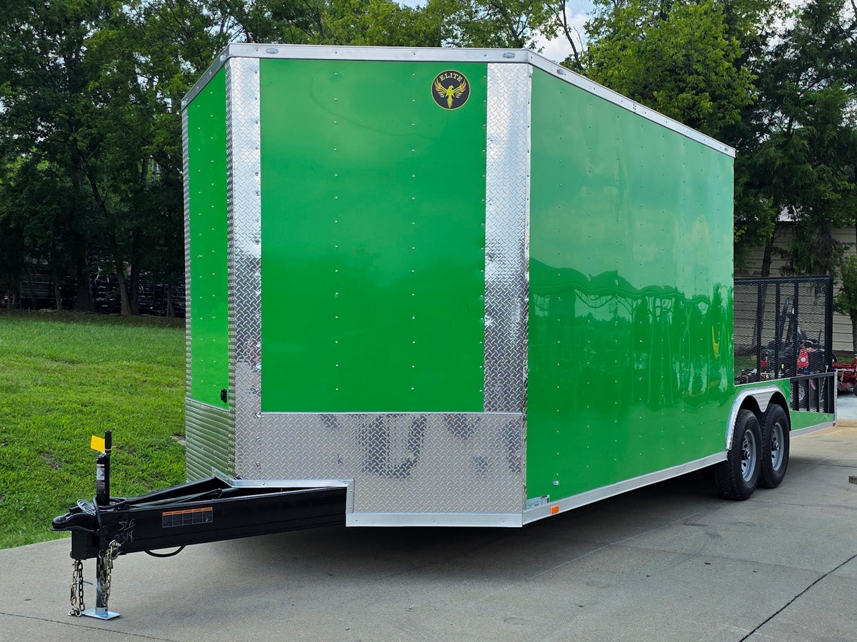 8.5x24 Lime Green Enclosed Hybrid (2) 7,000lb axles